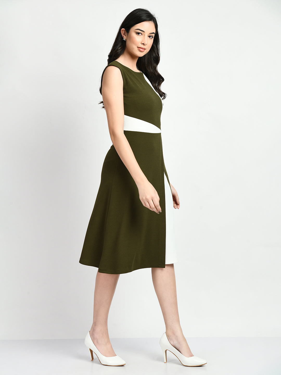 Exude Elegance Colour Blocked A-line Wrap Dress