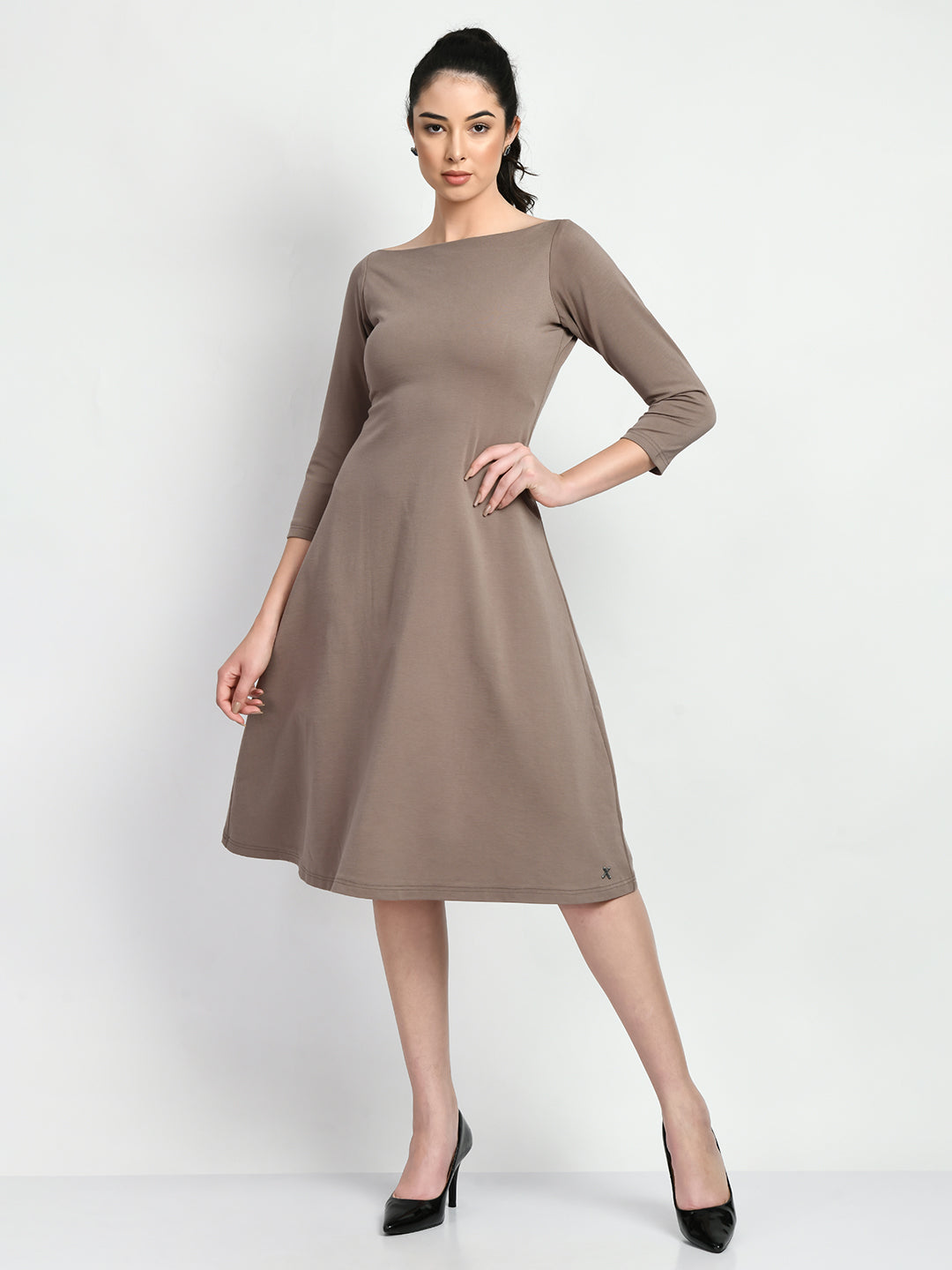 Exude Dignity Boat Neck A-line Dress