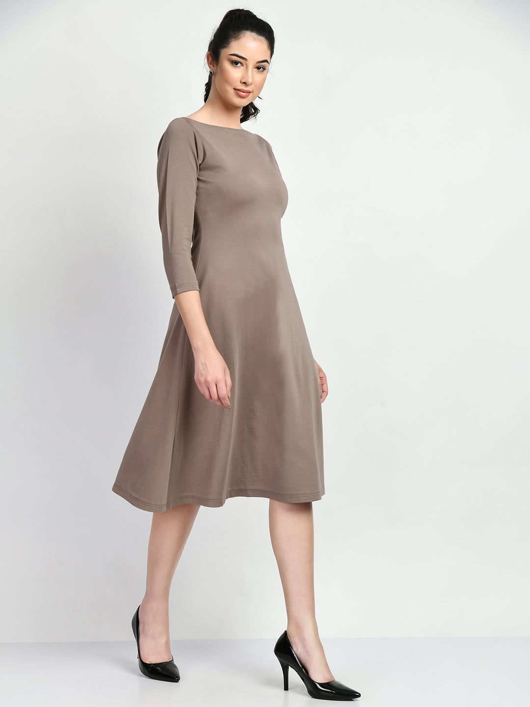 Exude Dignity Boat Neck A-line Dress