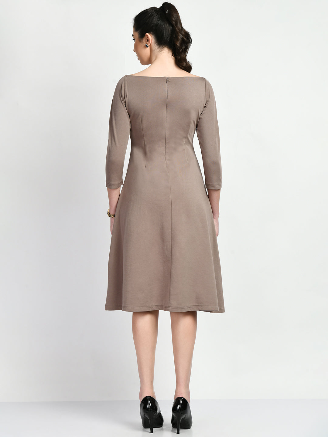 Exude Dignity Boat Neck A-line Dress