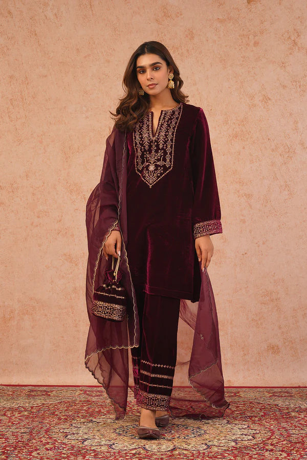 REGAL WINE VELVET SUIT- II