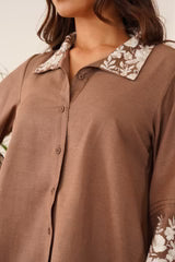 BLOSSOM BROWN EMBROIDERED CO-ORD SET- II