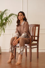 BLOSSOM BROWN EMBROIDERED CO-ORD SET- II