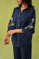 Noor Denim Embroidered Coord Set- II