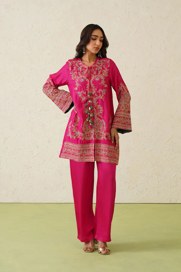 Noor Hot Pink Fusion Embroidered Set- II