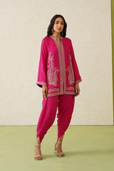 HOT PINK PAISLEY EMBROIDERED DHOTI SET- II