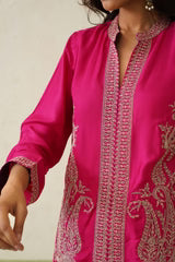 HOT PINK PAISLEY EMBROIDERED DHOTI SET- II
