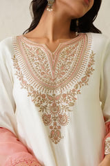 NOOR CREAM EMBROIDERED SET WITH ORGANZA DUPATTA- II