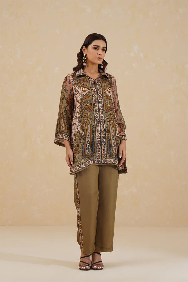 OLIVE PAISLEY PRINT CO-ORD SET- II