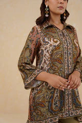 OLIVE PAISLEY PRINT CO-ORD SET- II