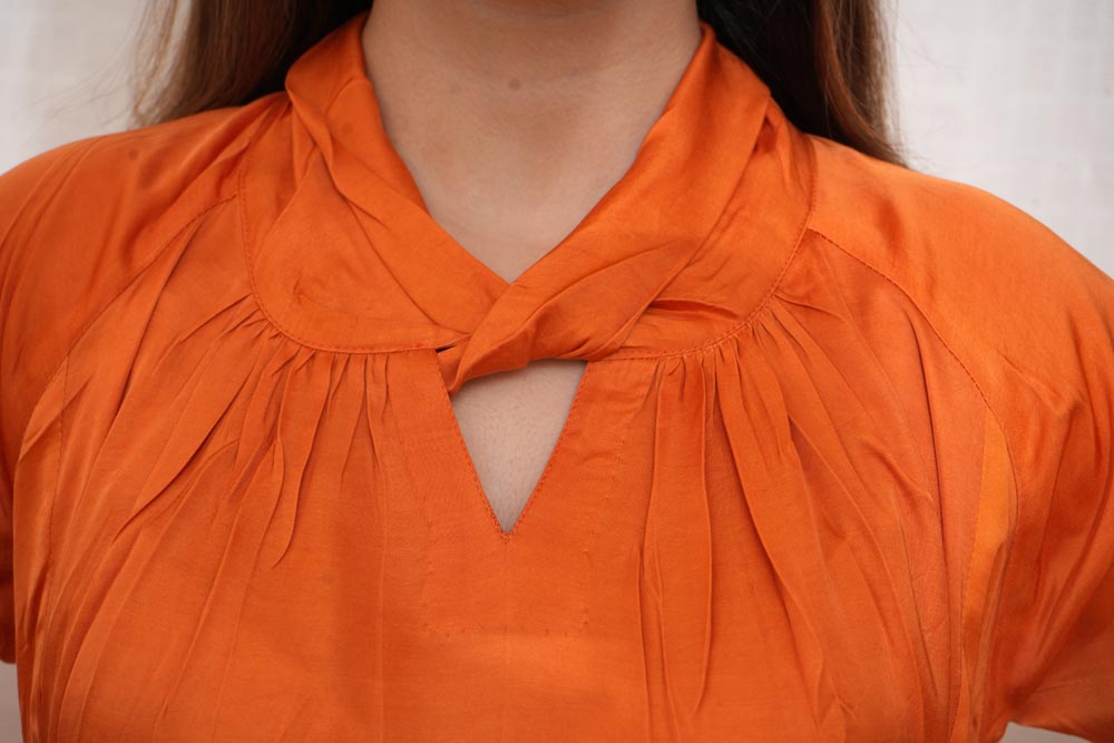 Orange Modal Beaded Belt Dress