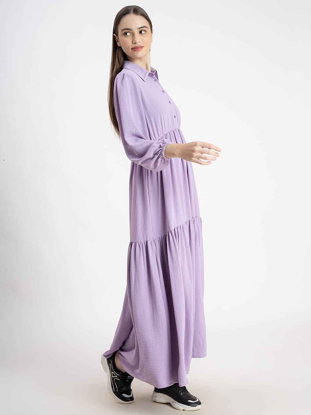 Chic Multi Layered Cotton Dress Mauve