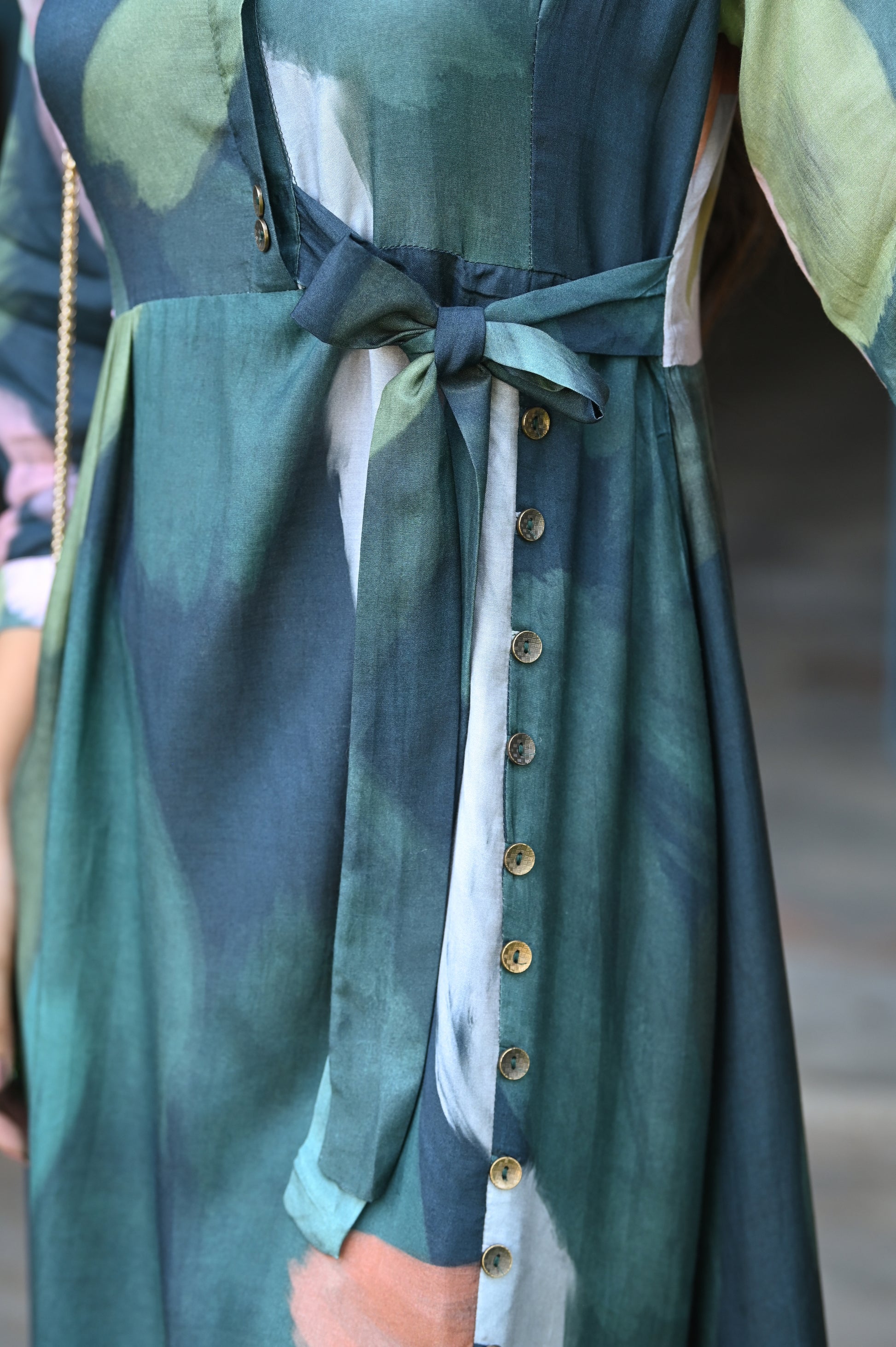 Sacremanto Muslin Summer Dress with Side Slit and Belt -SET OF-1