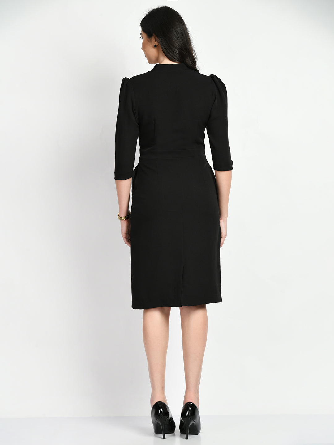 Exude Grace Puff Sleeves Sheath Dress