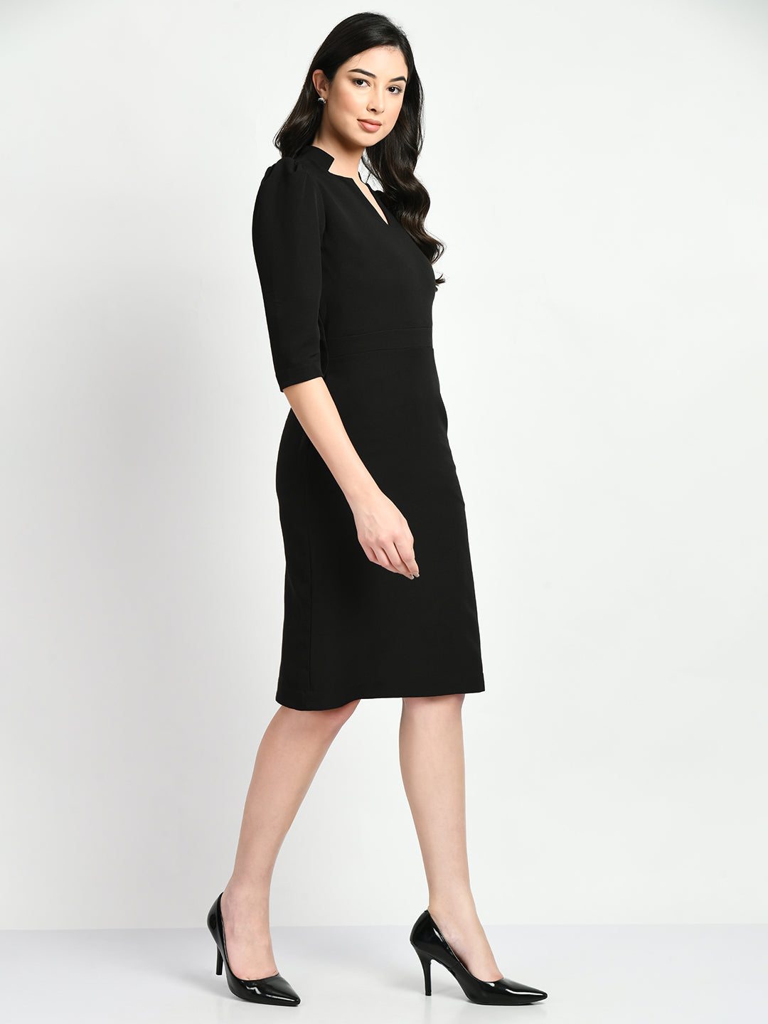 Exude Grace Puff Sleeves Sheath Dress