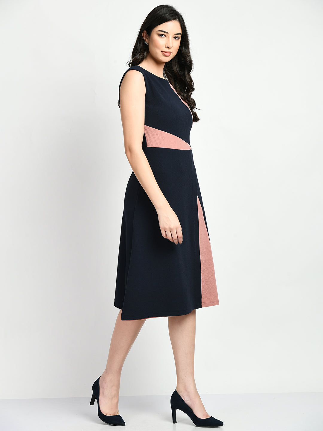 Exude Elegance Colour Blocked A-line Wrap Dress