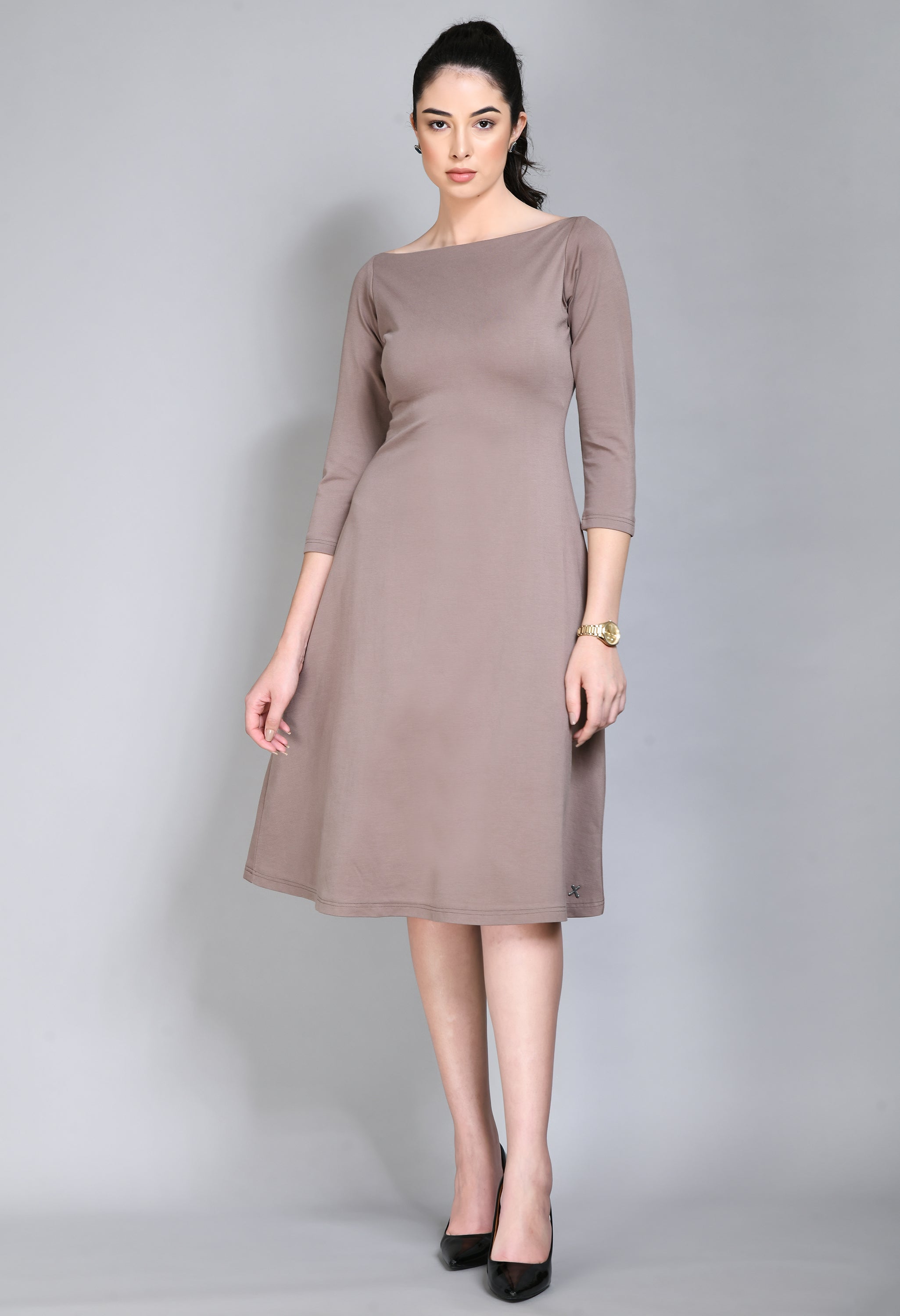 Exude Dignity Boat Neck A-line Dress