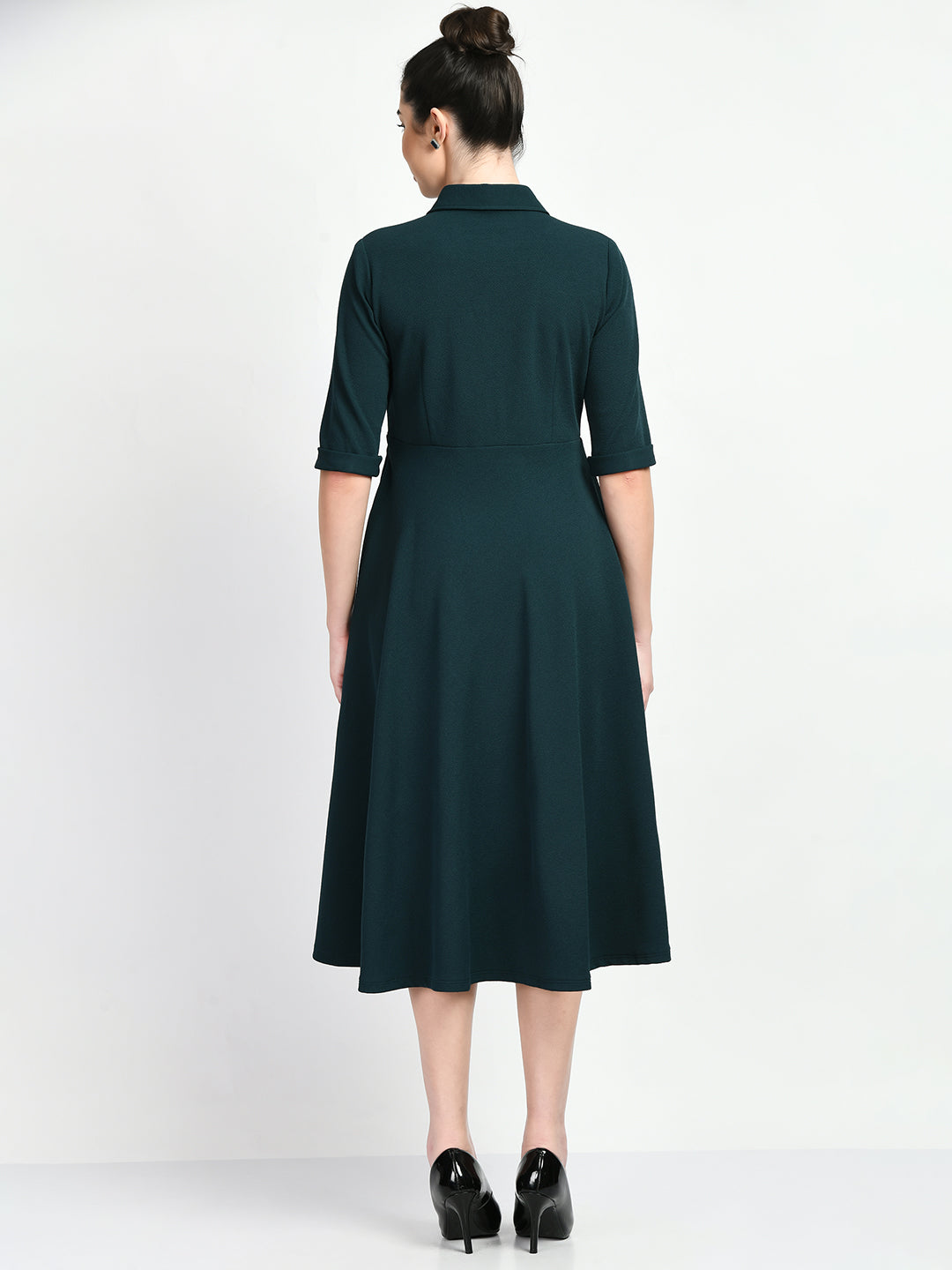 Exude Serenity Fit and Flared Shirt Midi Dress