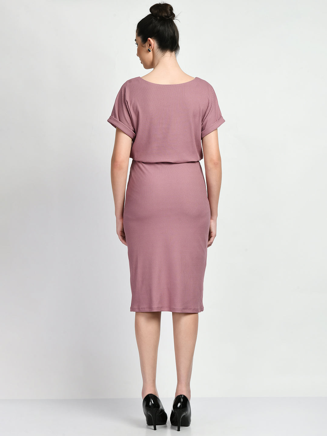 Exude Enigma Ribbed Blouson Dress