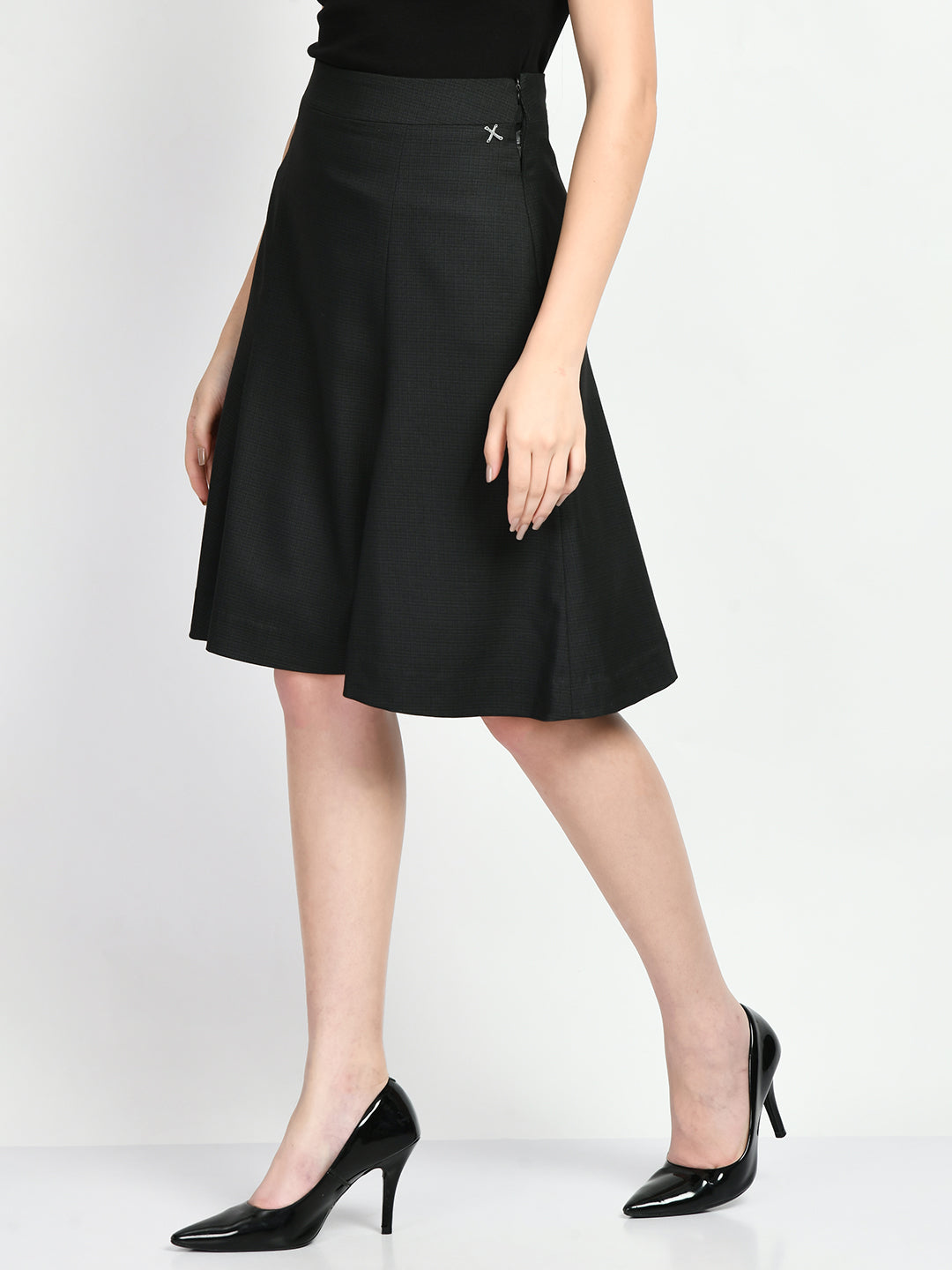 Exude Decisiveness Checked A-line Skirt