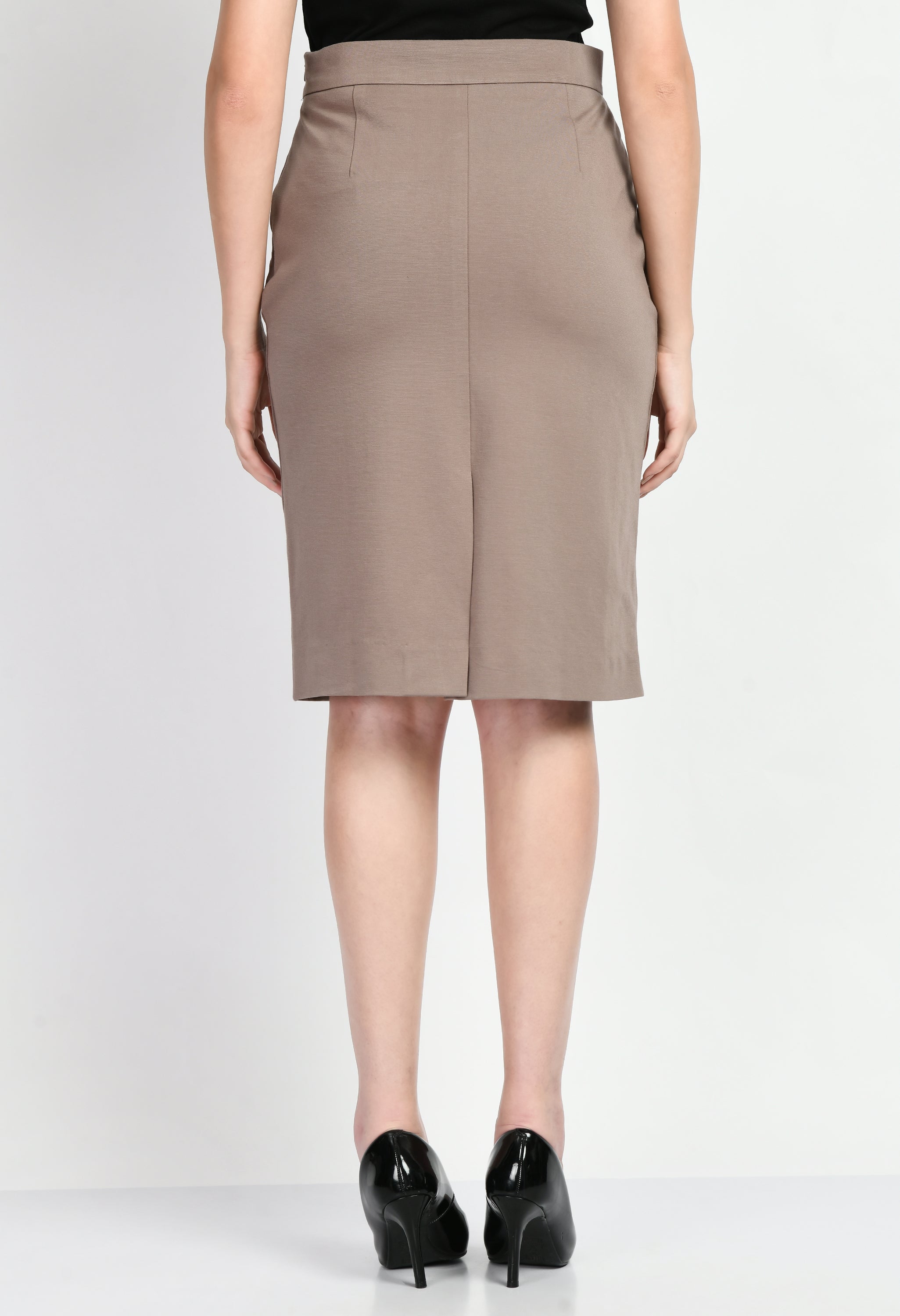 Exude Leadership Solid 4 Way Stretch Pencil Skirt