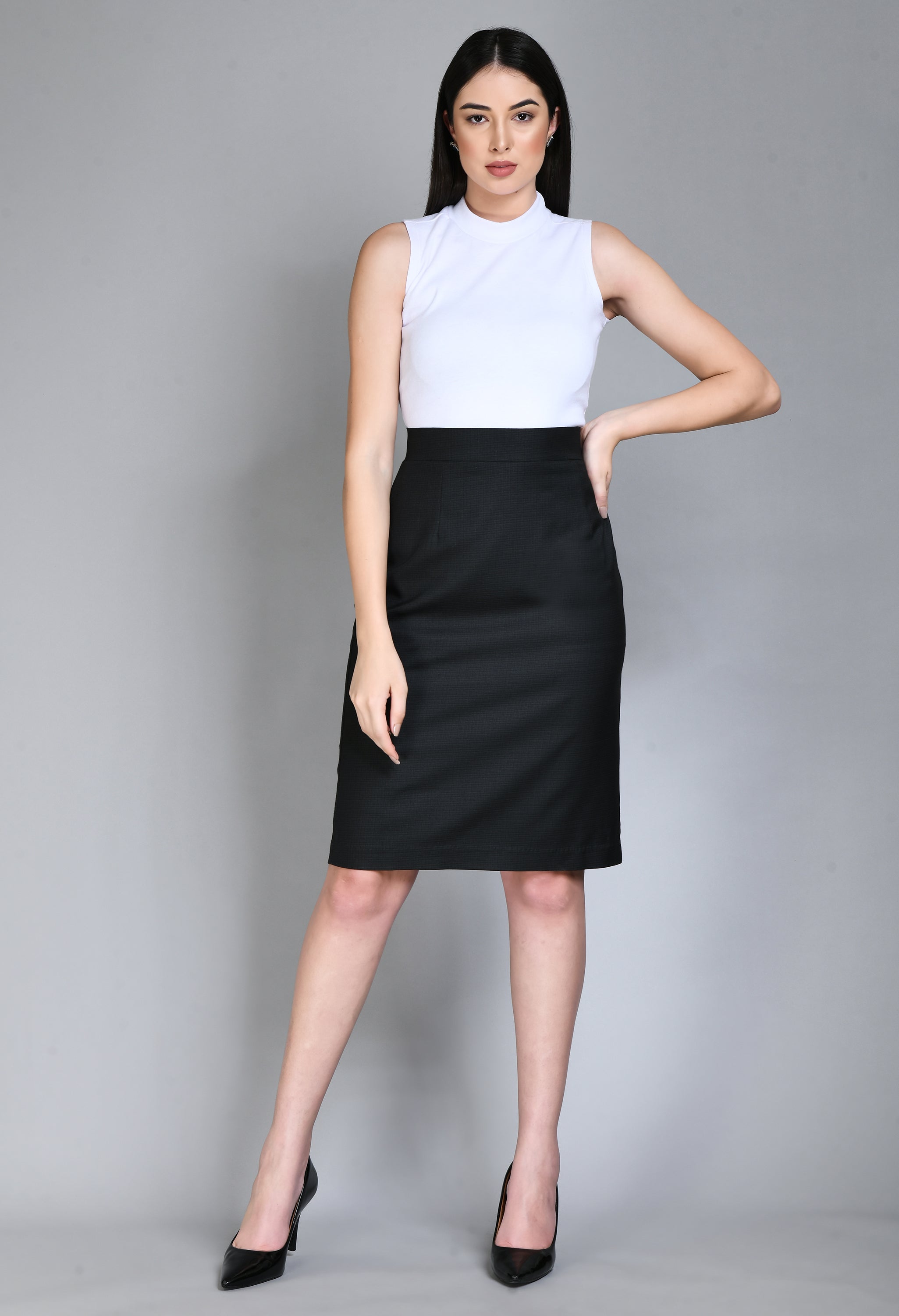 Exude Empathy Checked Pencil Skirt