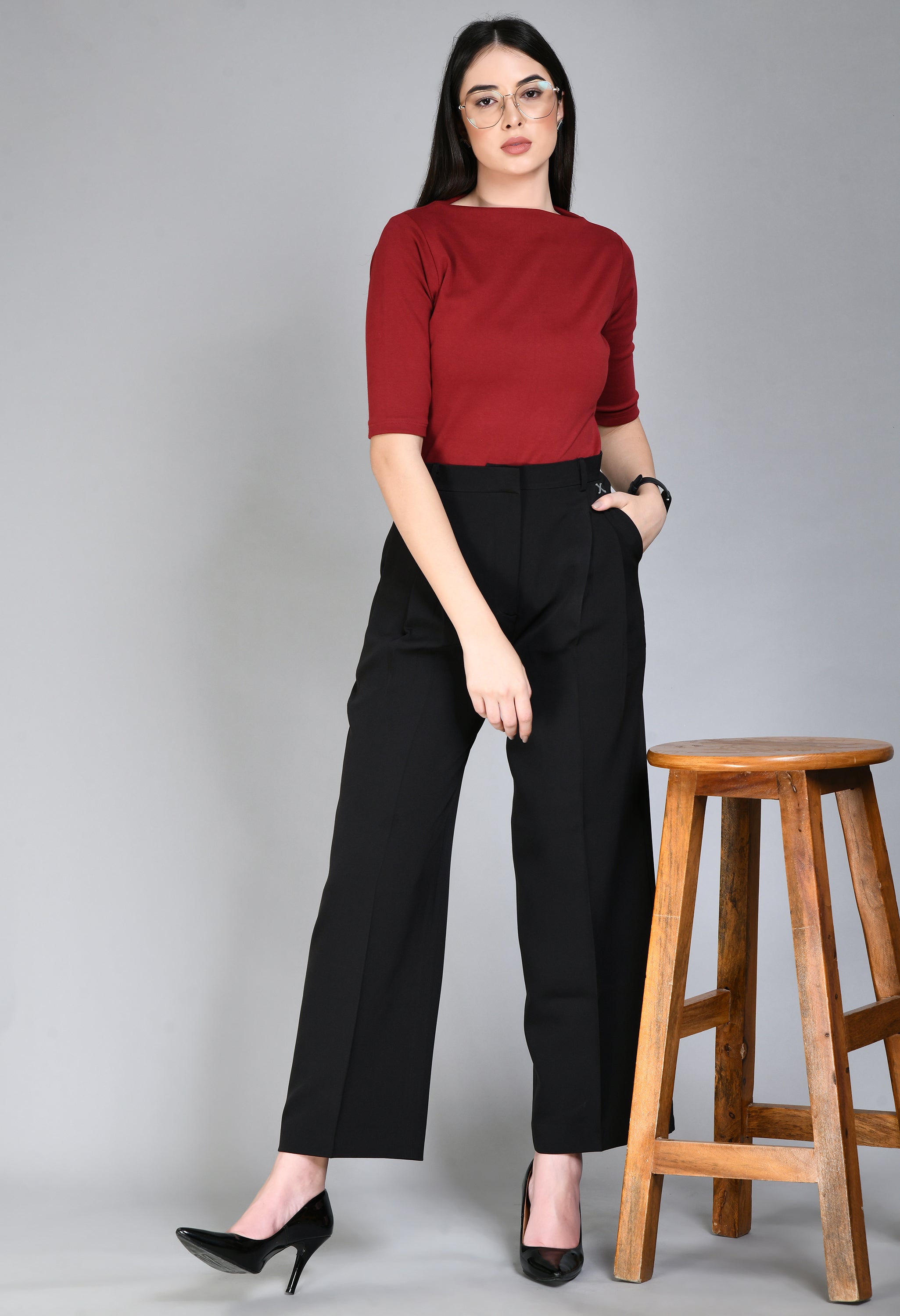 Exude Influence Solid Wide Leg Trousers