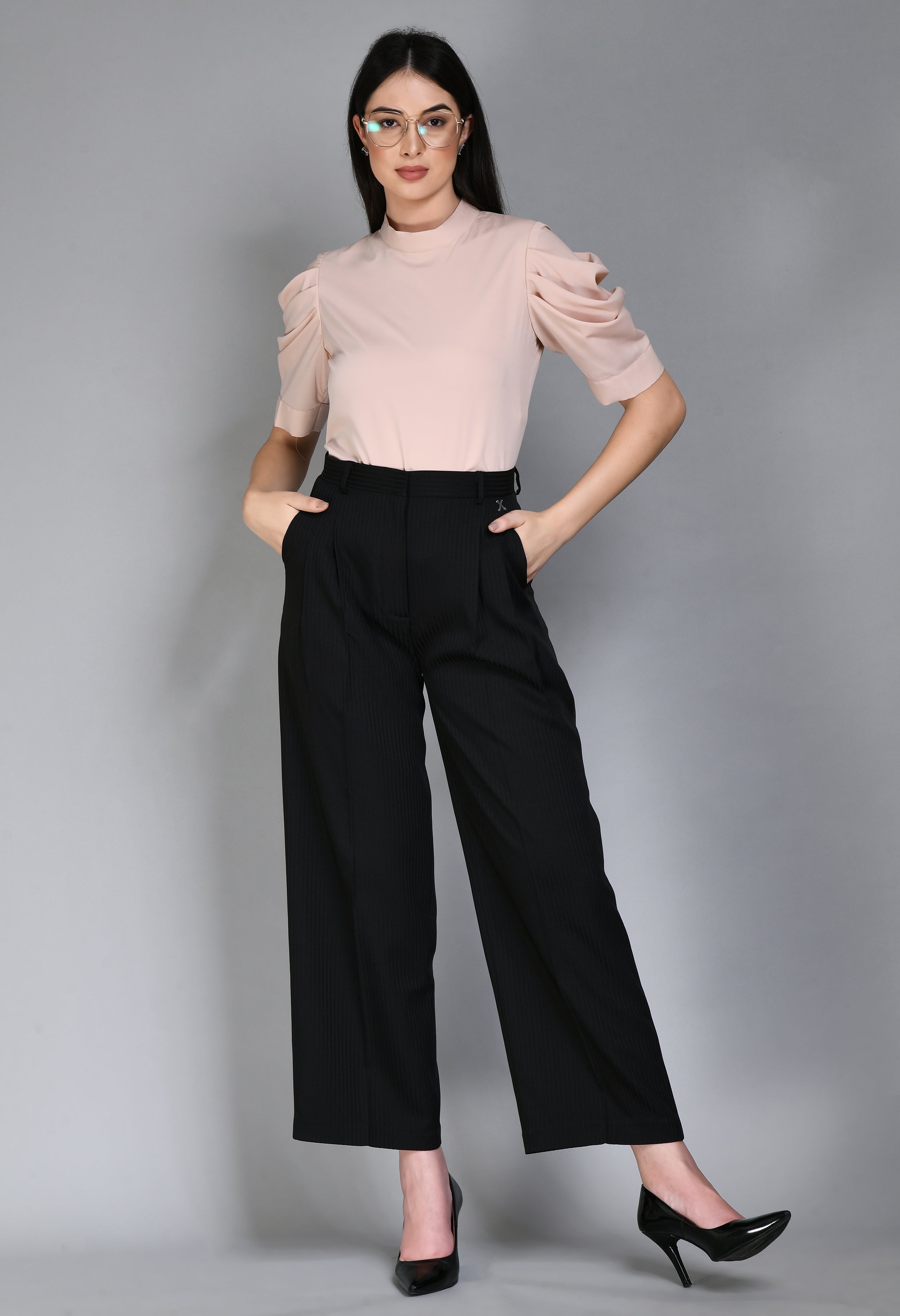 Exude Prowess Striped Wide Leg Trousers