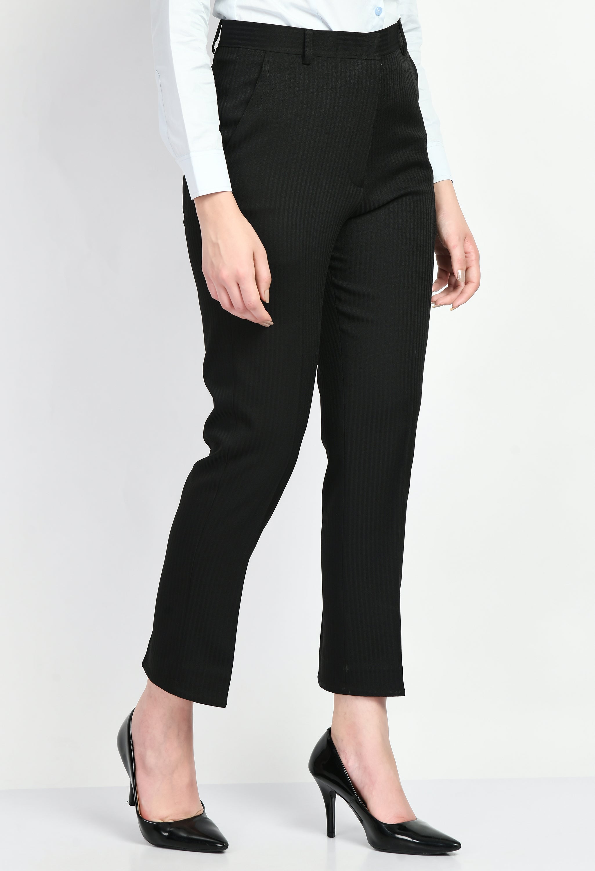 Exude Fearlessness Striped Short Blazer Pant Suit