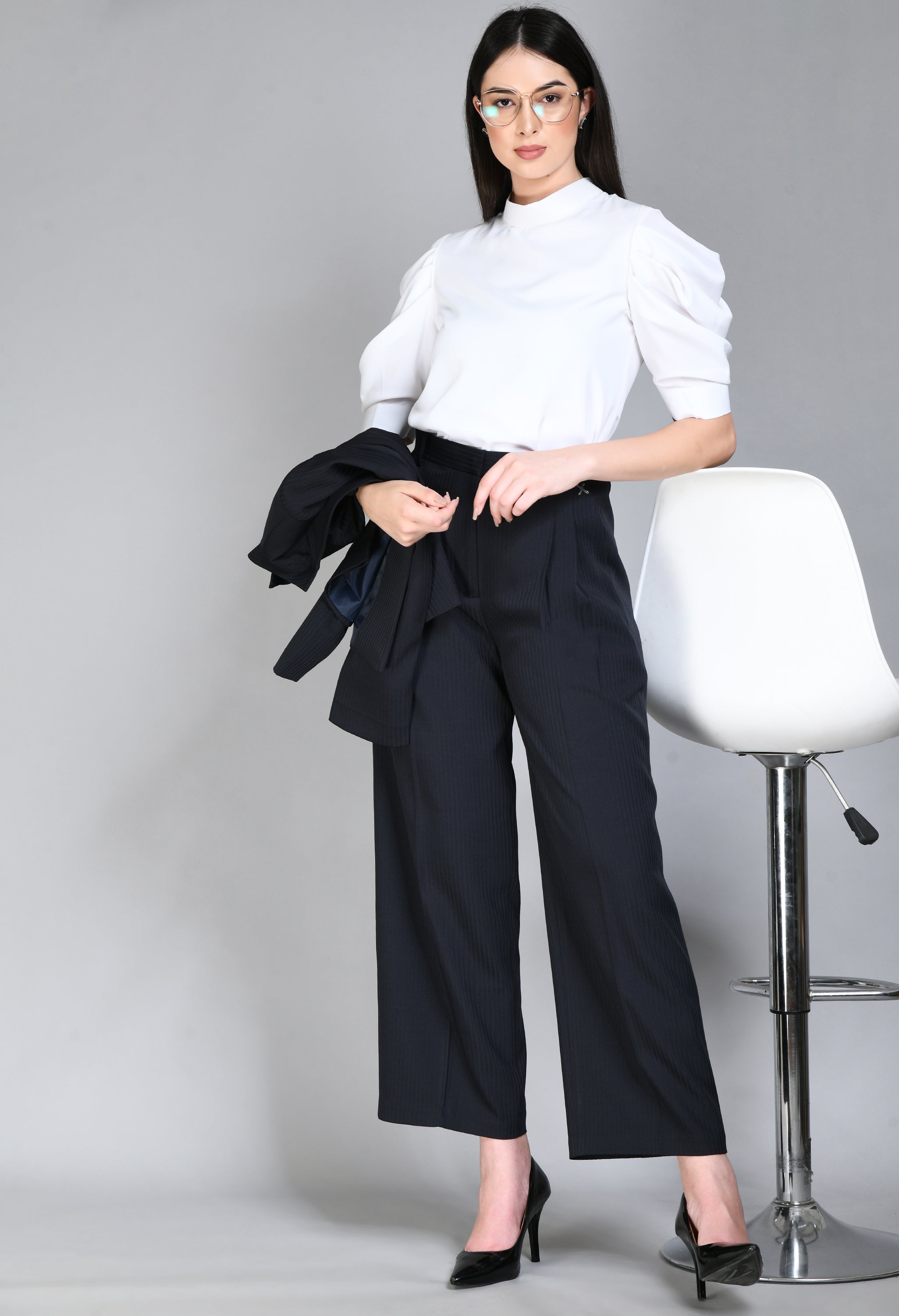 Exude Prowess Striped Wide Leg Trousers