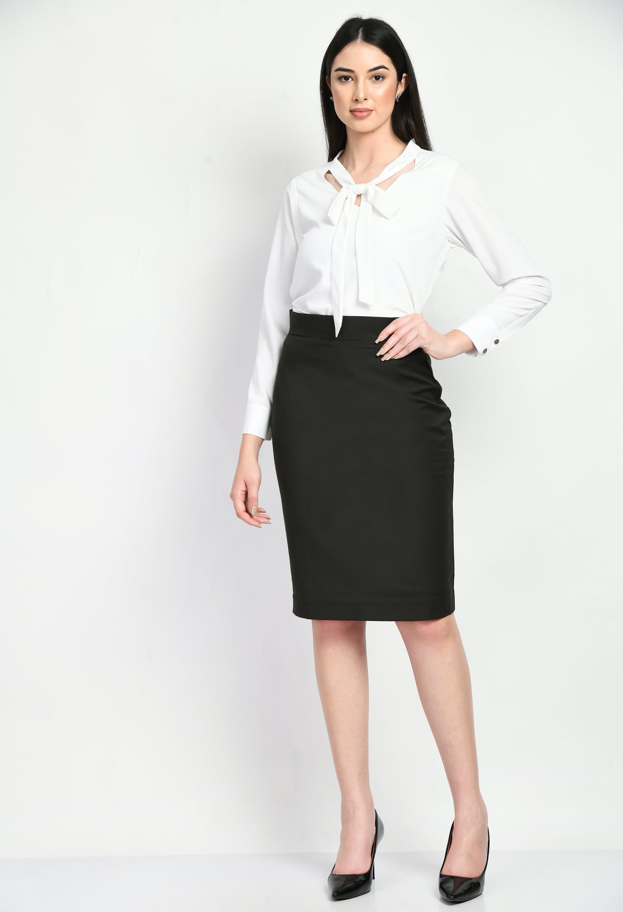 Exude Integrity Solid Pencil Skirt