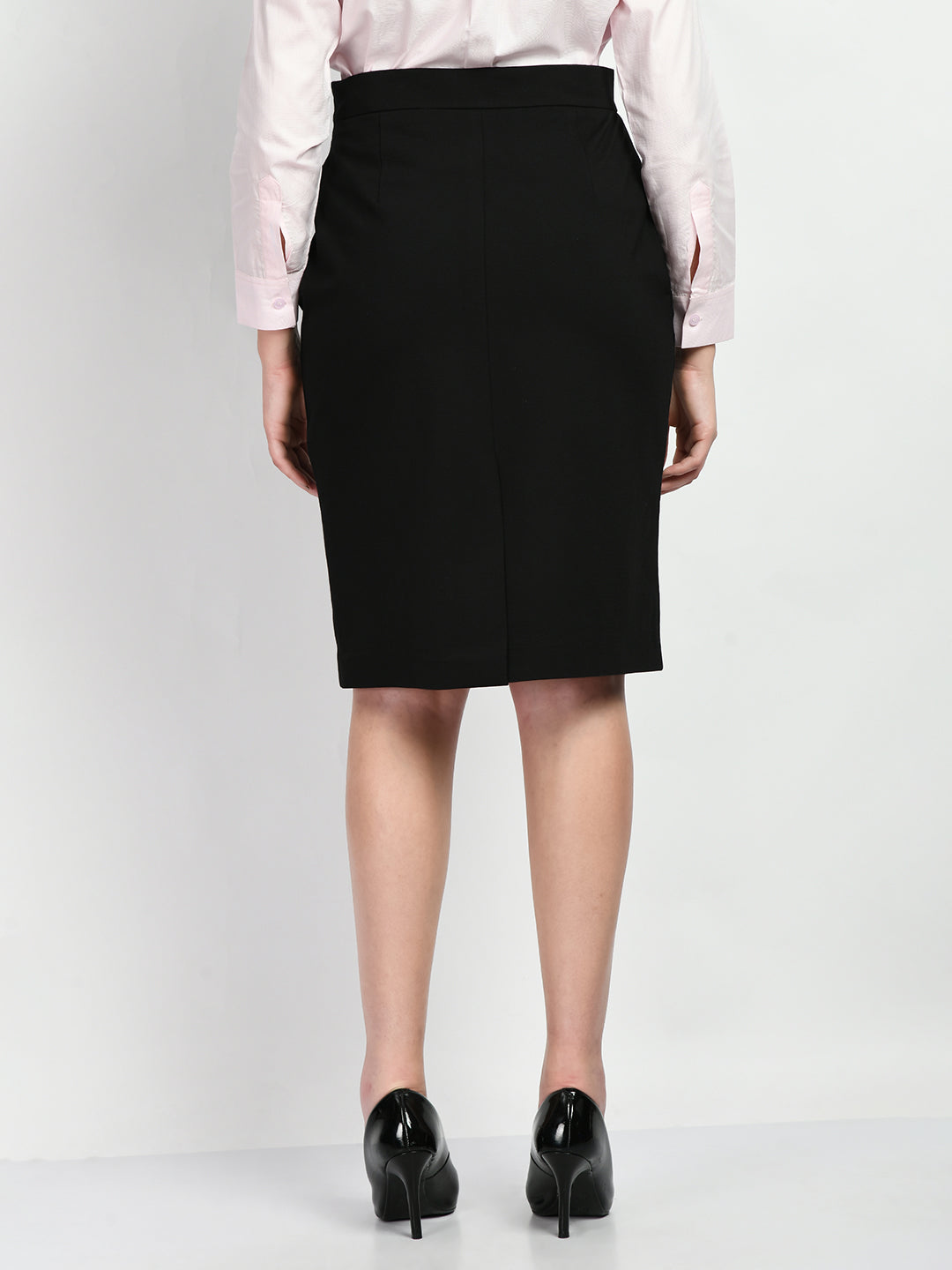 Exude Leadership Solid 4 Way Stretch Pencil Skirt