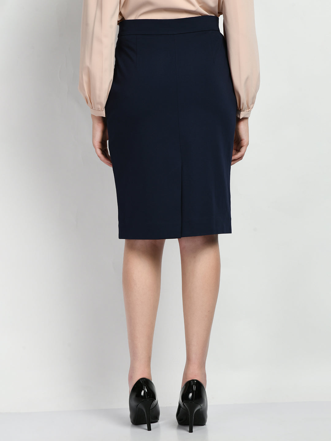 Exude Leadership Solid 4 Way Stretch Pencil Skirt