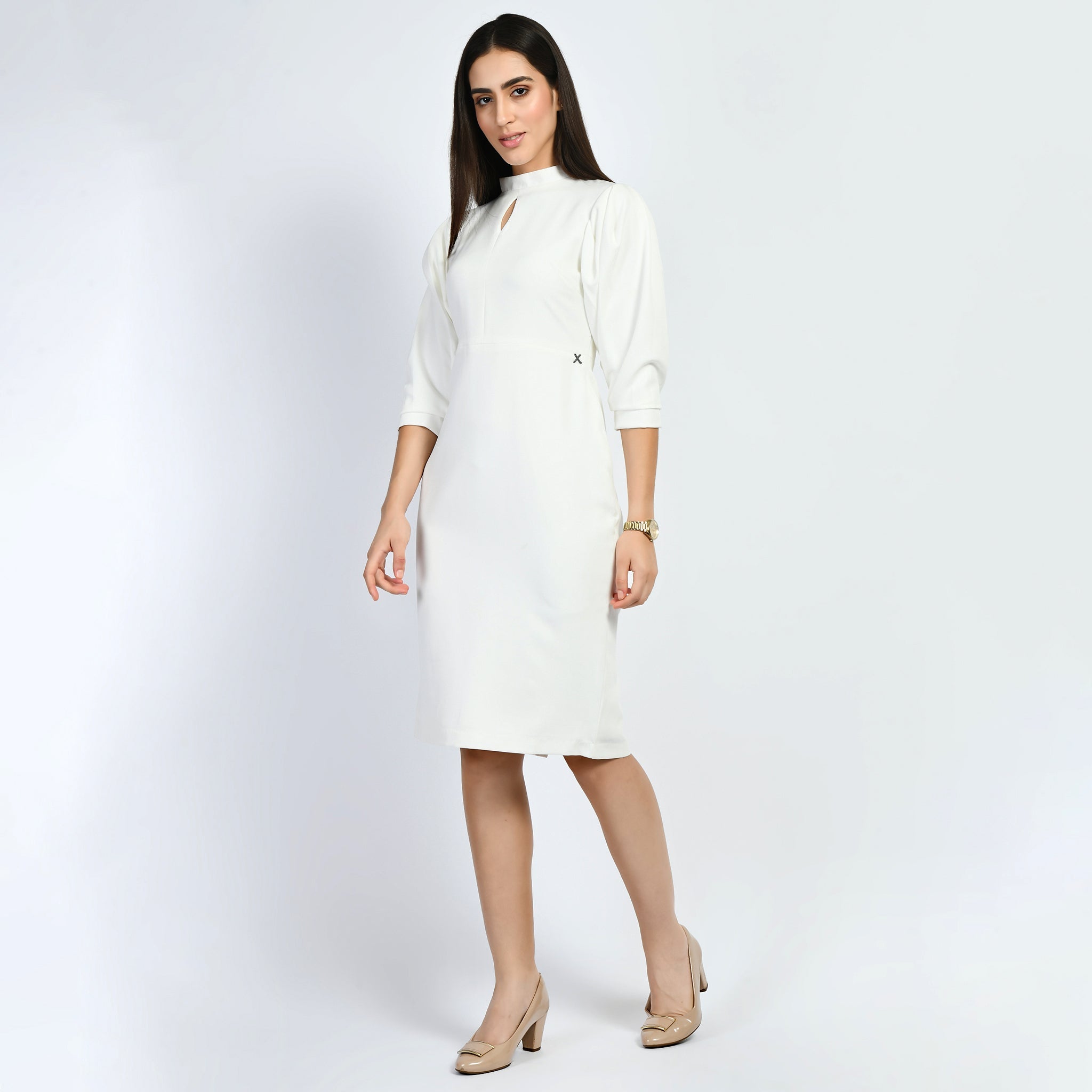 Exude Allure Puffed Sleeves Sheath Dress