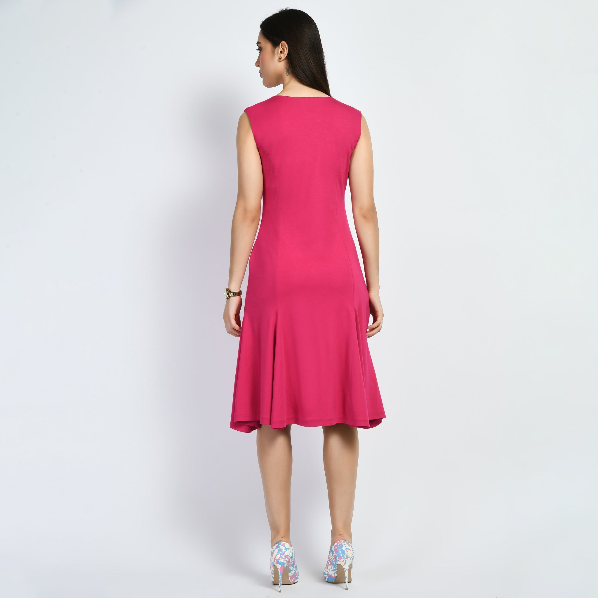 Exude Appeal Flared V-neck Dress