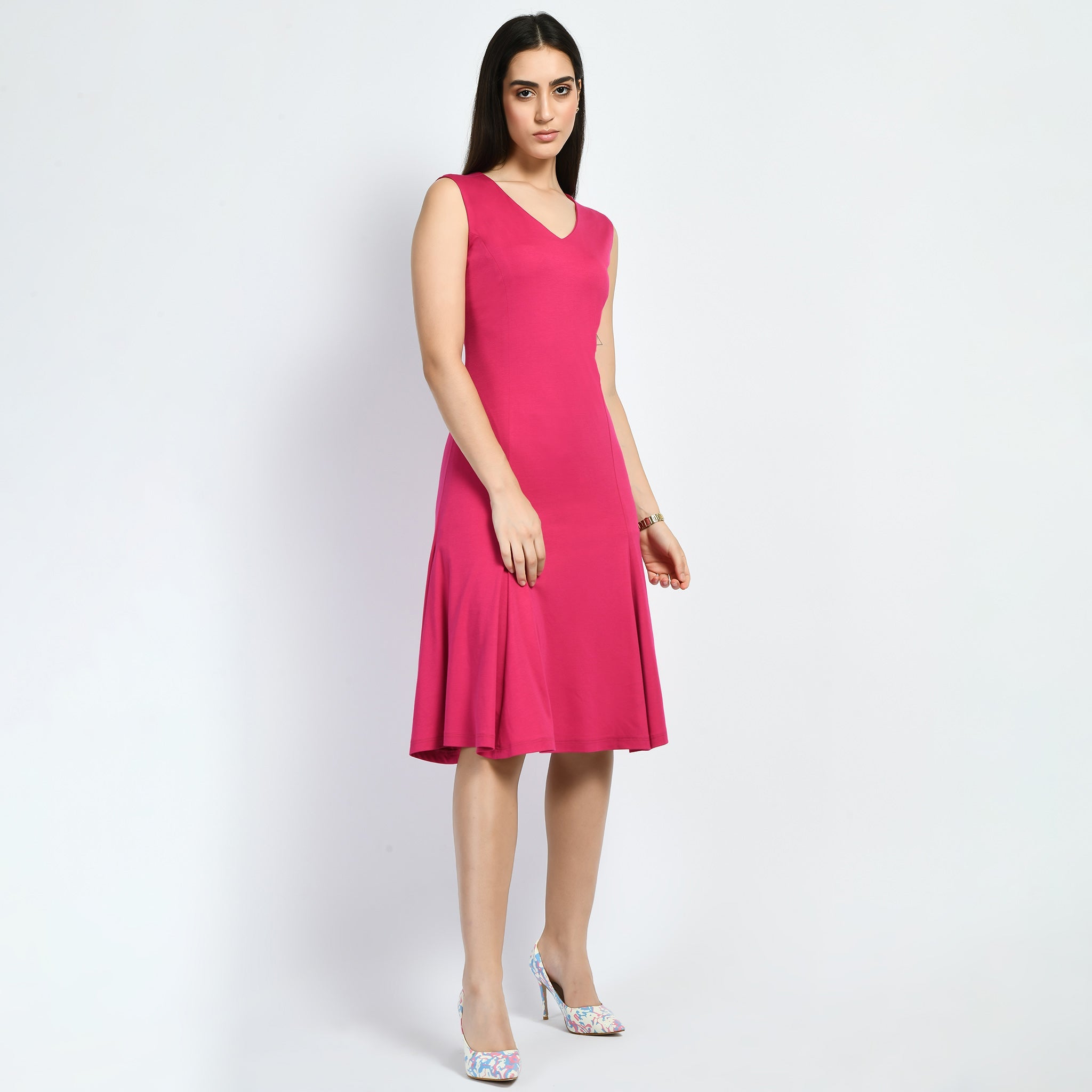 Exude Appeal Flared V-neck Dress