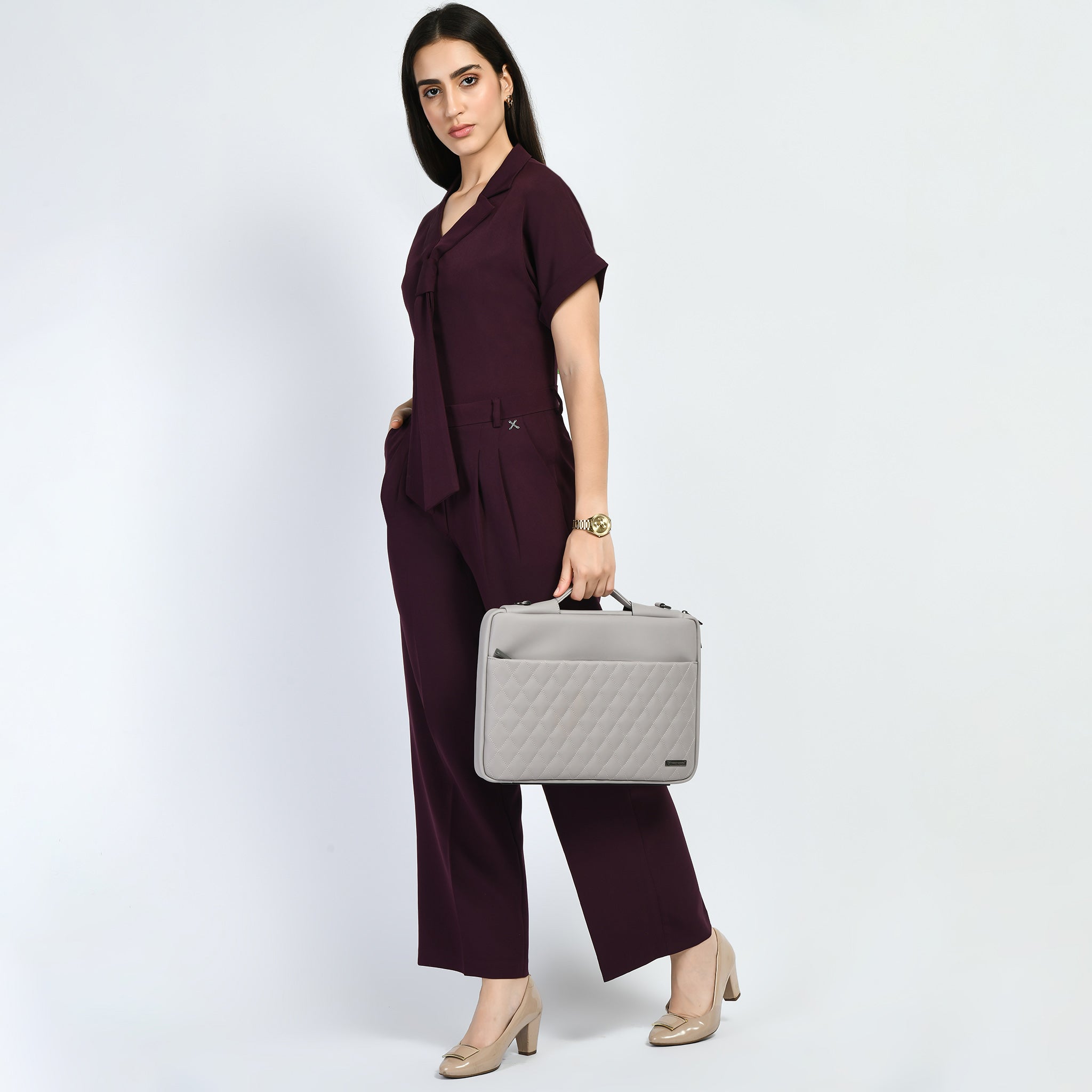 Exude Magnetism Solid Wide Leg Trousers With Blazer Tie Top Co-ord