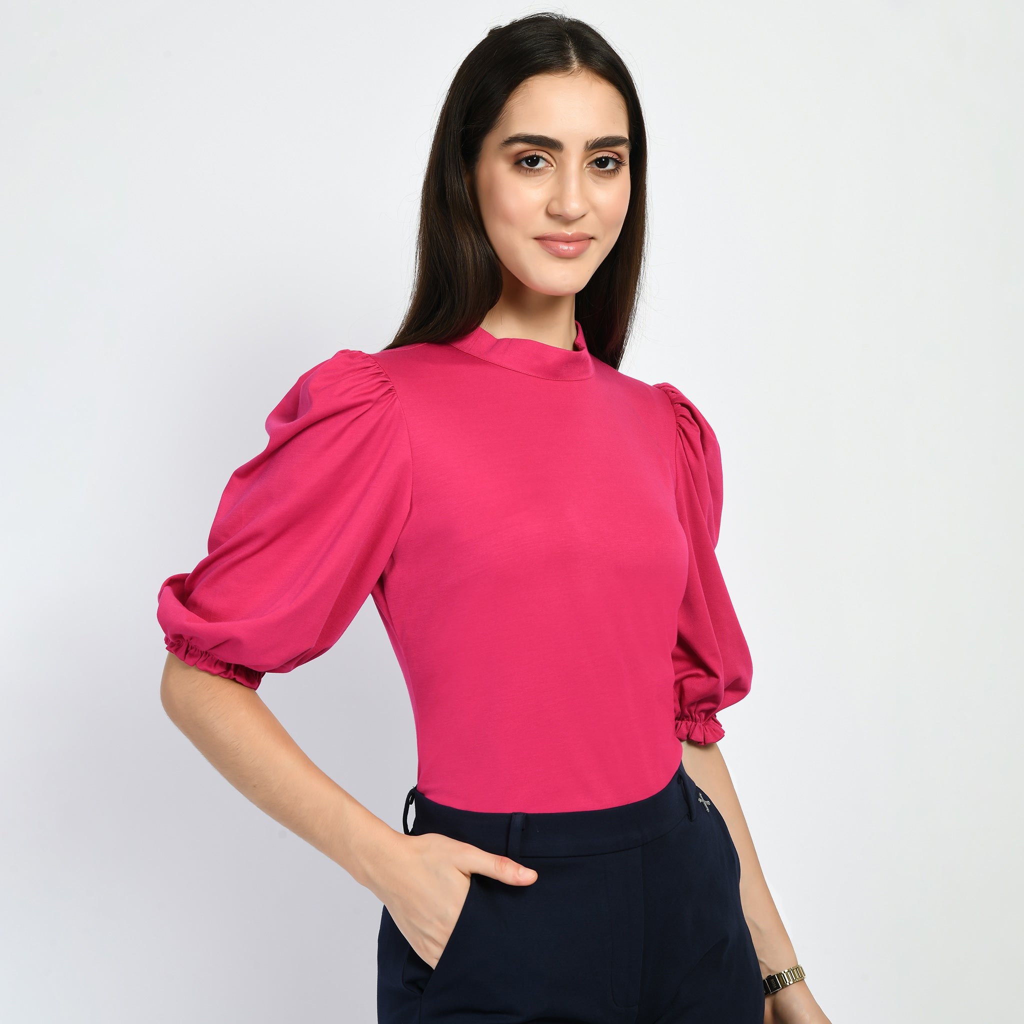 Exude Glamour Puffed Sleeves T-shirt