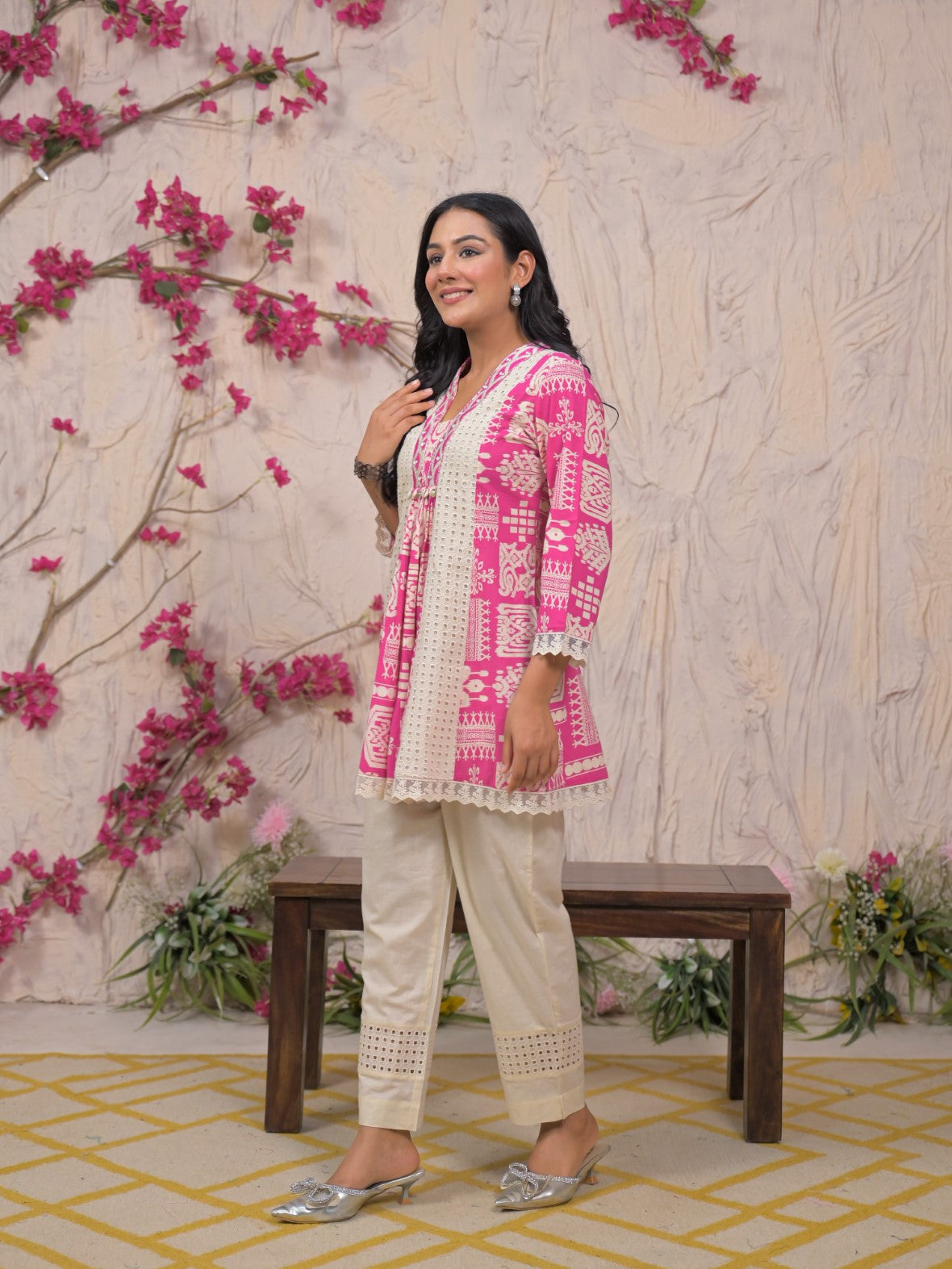 Bali Softpink Schiffli Cotton Co-ord Set- AL