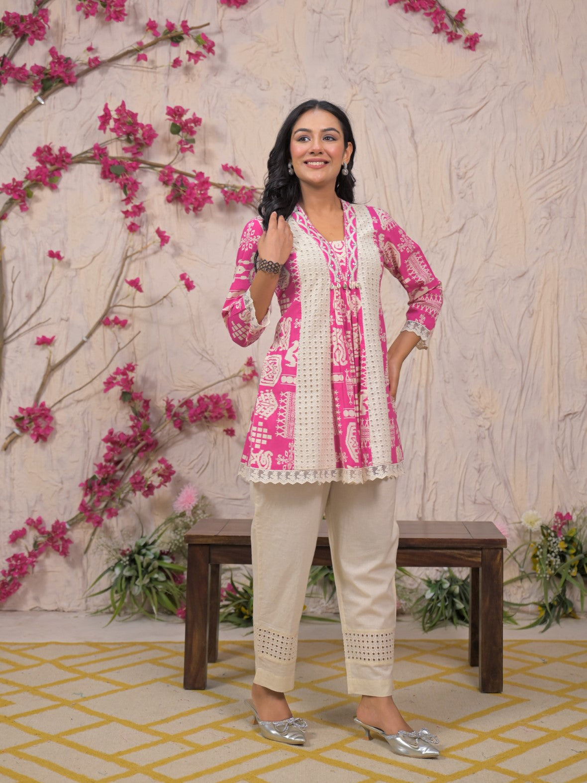 Bali Softpink Schiffli Cotton Co-ord Set- AL