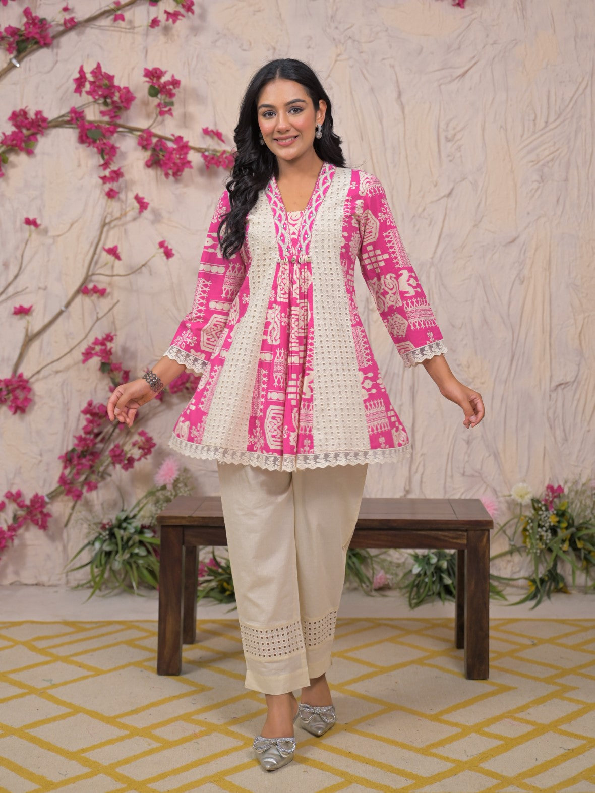 Bali Softpink Schiffli Cotton Co-ord Set- AL