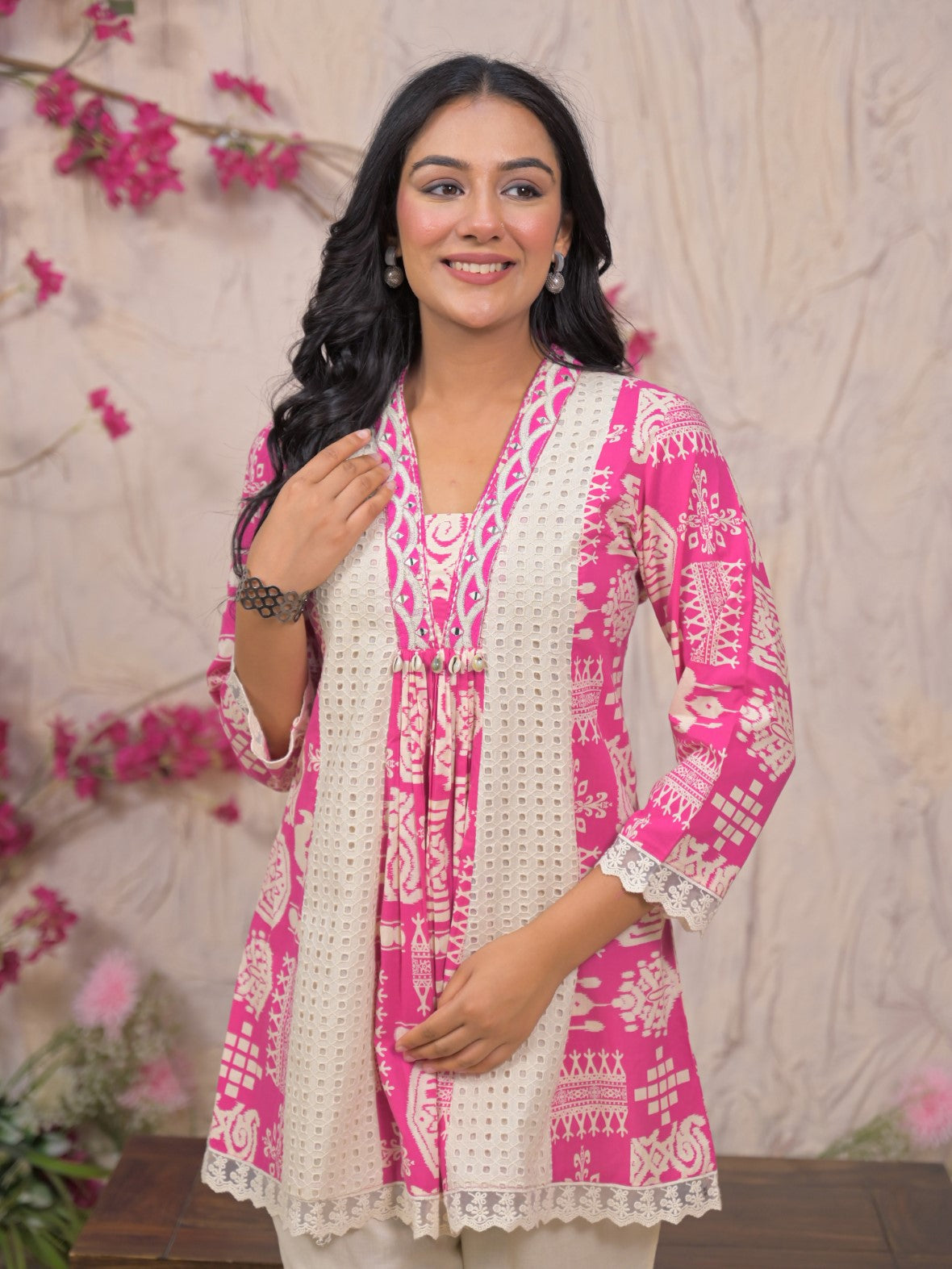 Bali Softpink Schiffli Cotton Co-ord Set- AL