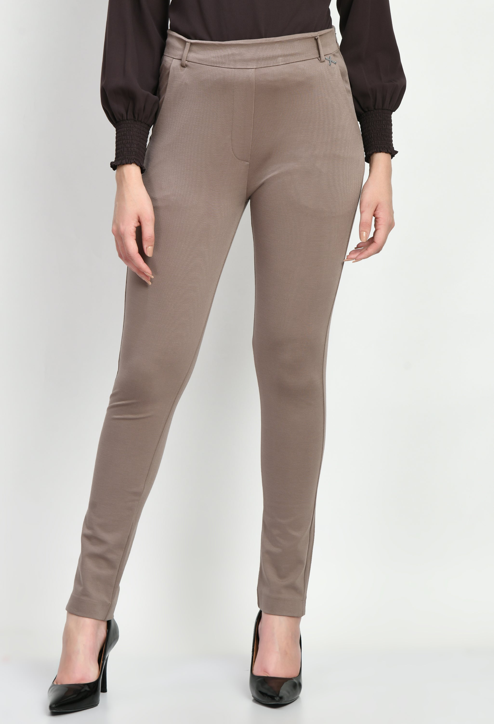 Exude Respect Solid 4 Way Stretch Slim Trousers