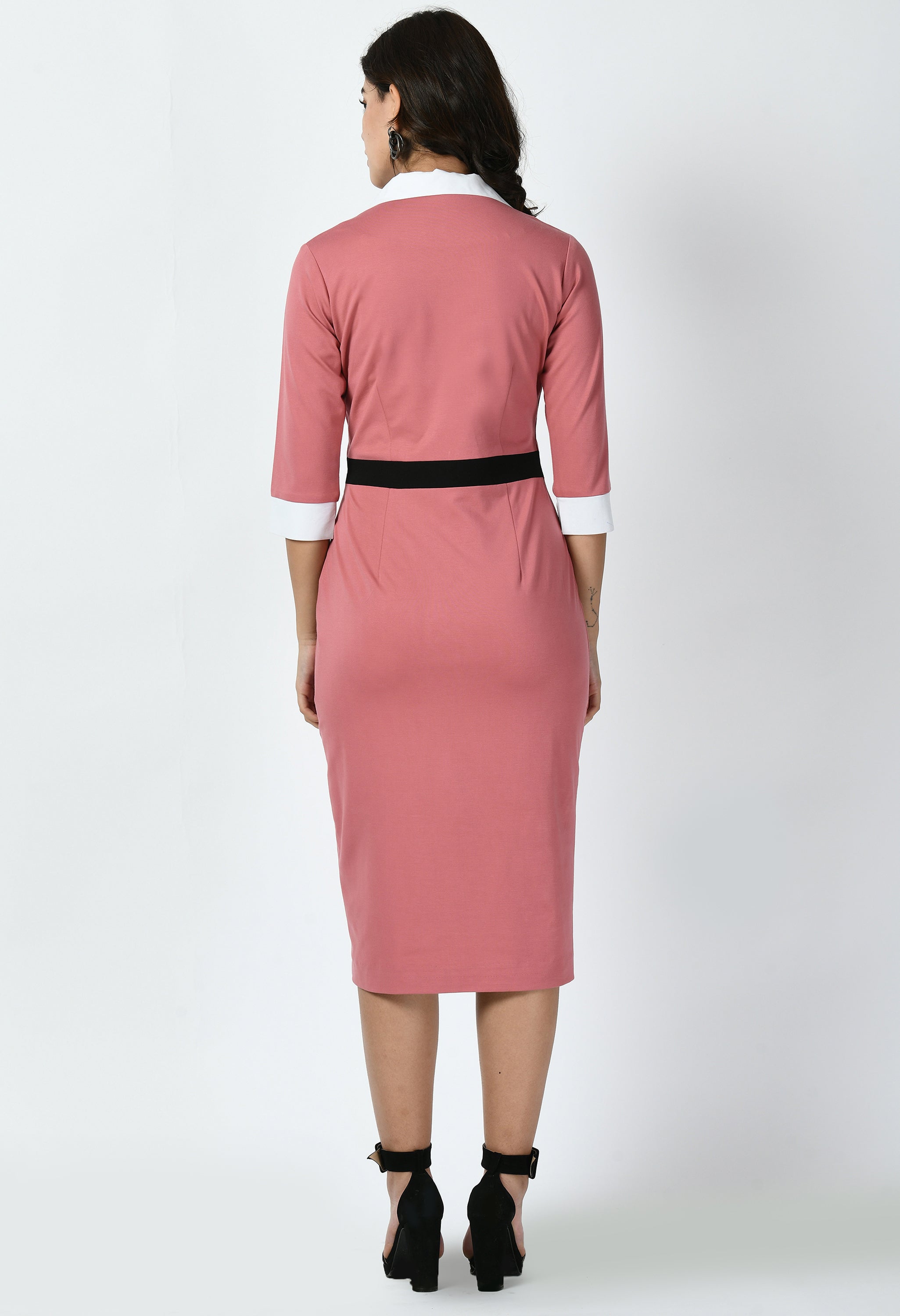 Exude Paramount Shirt Colour blocked Sheath Dress