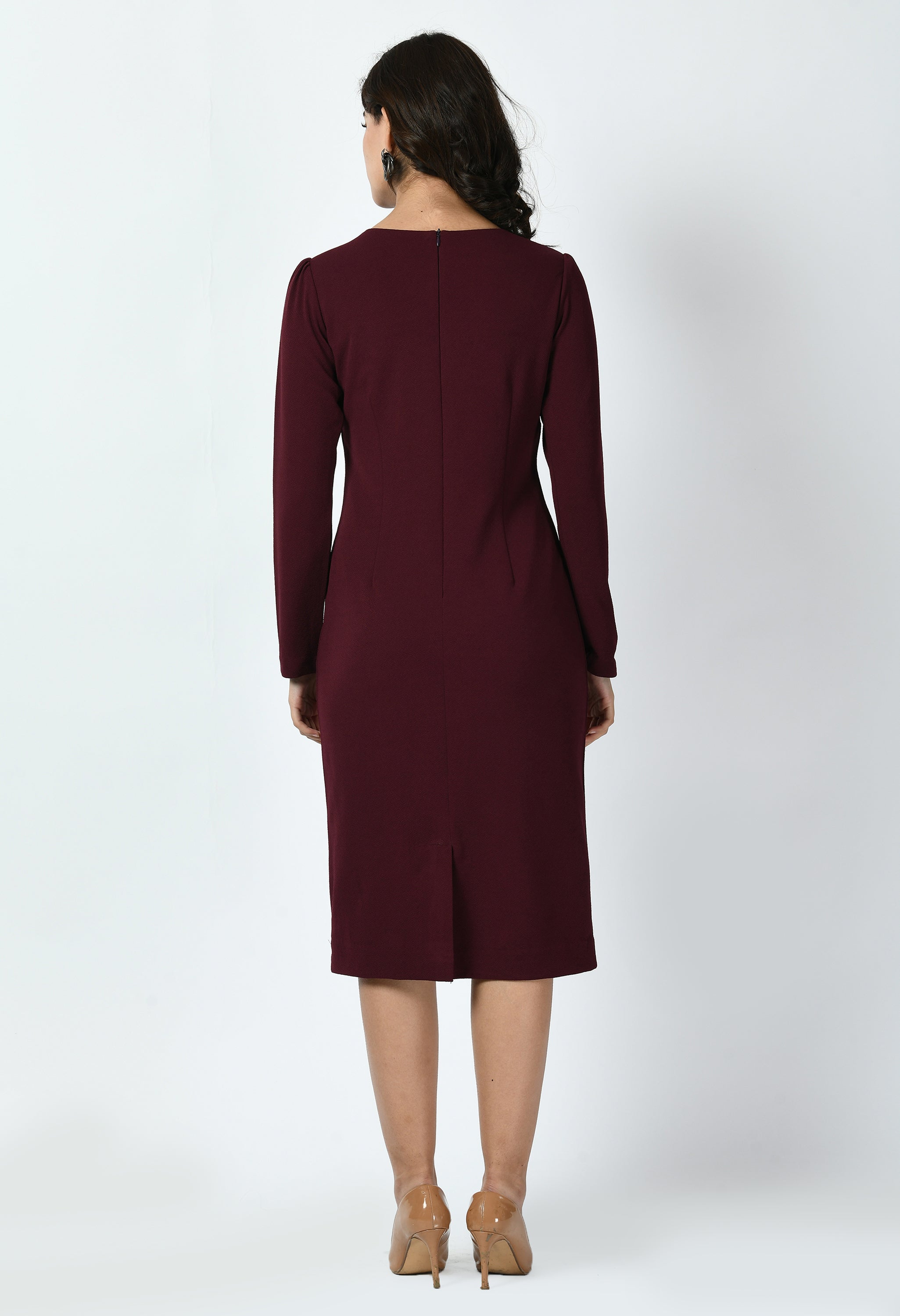 Exude Acme Button Down Midi Sheath Dress