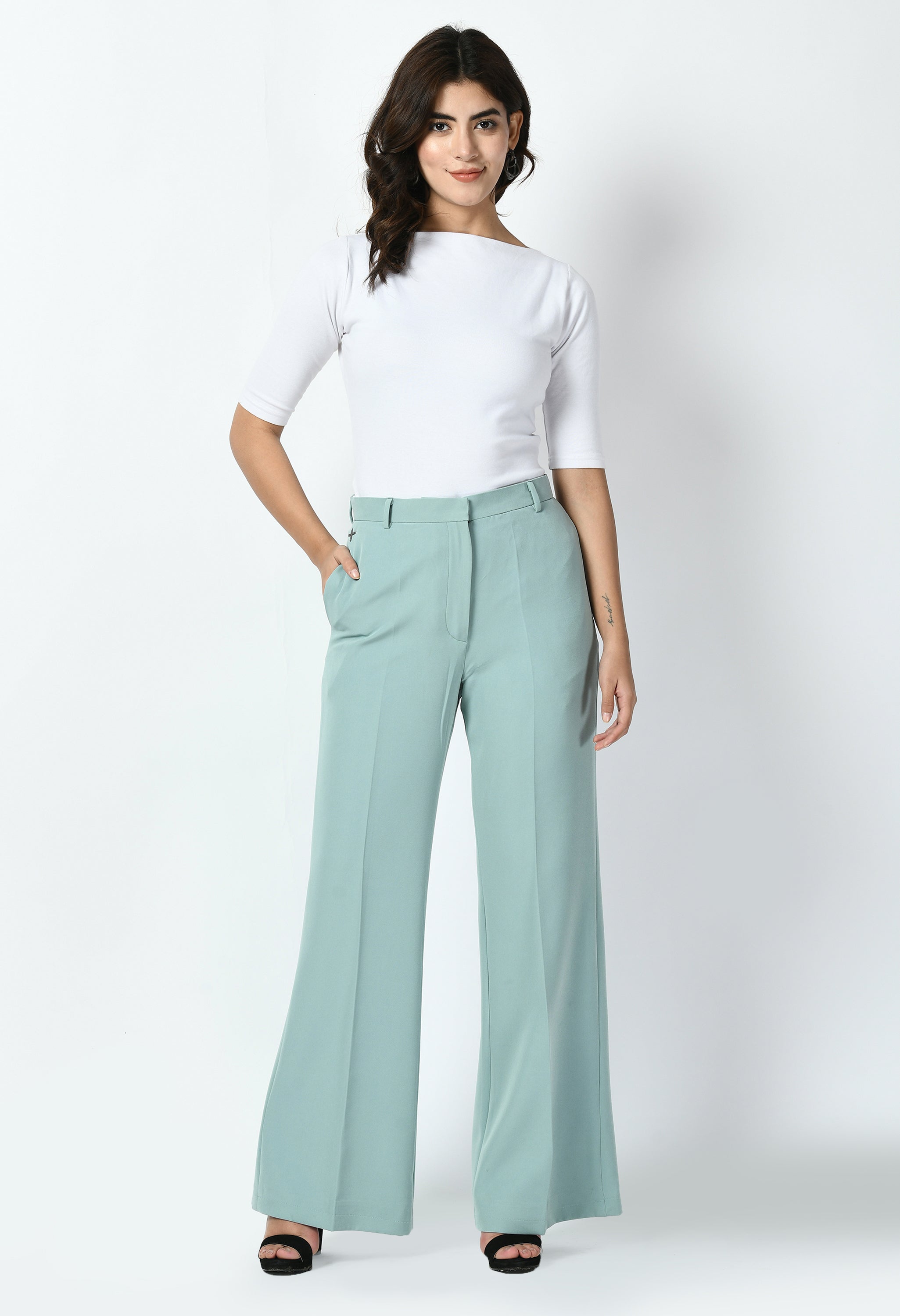 Exude Eminence Solid Bootcut Trousers