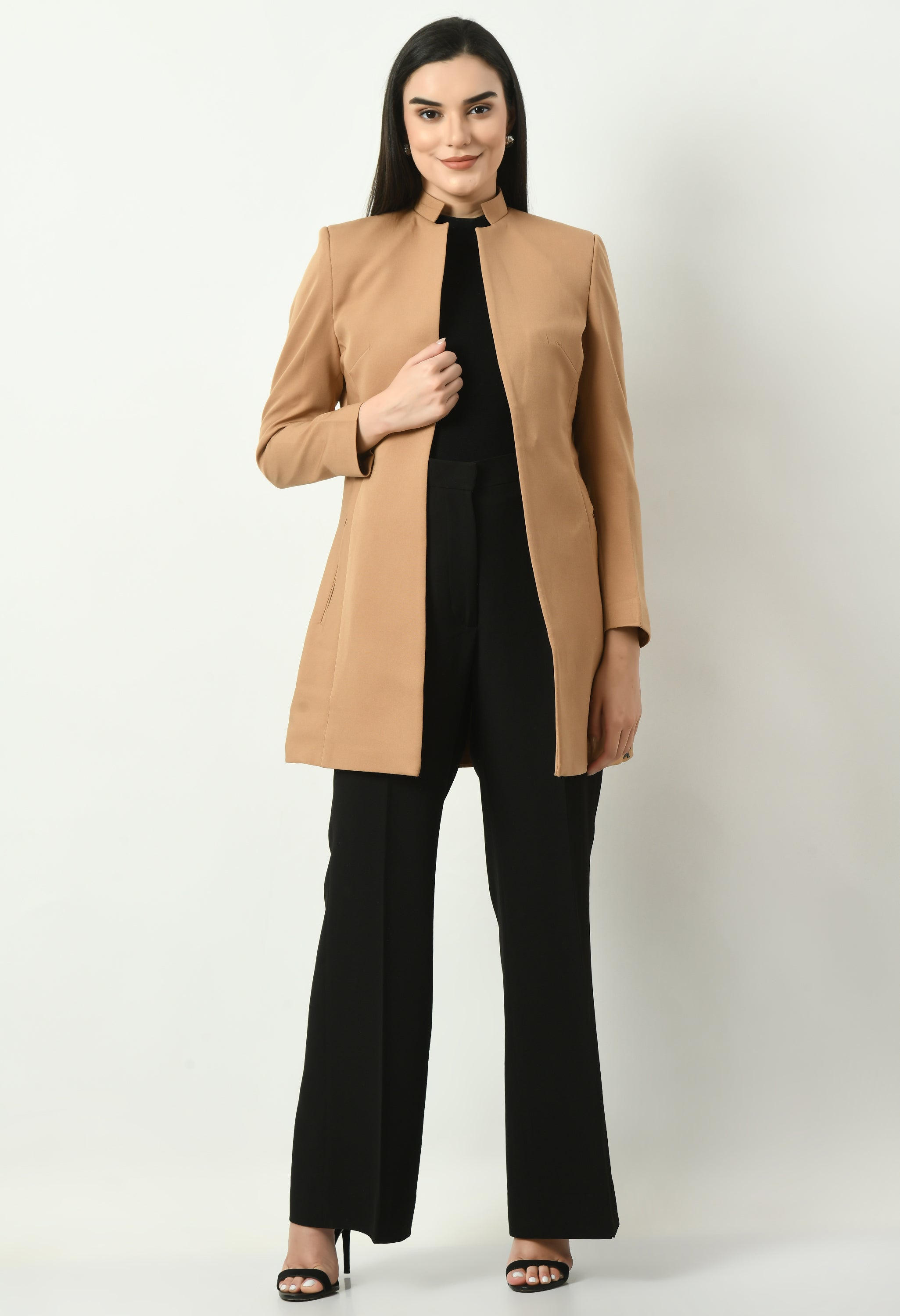 Exude Supremacy Solid Long Blazer