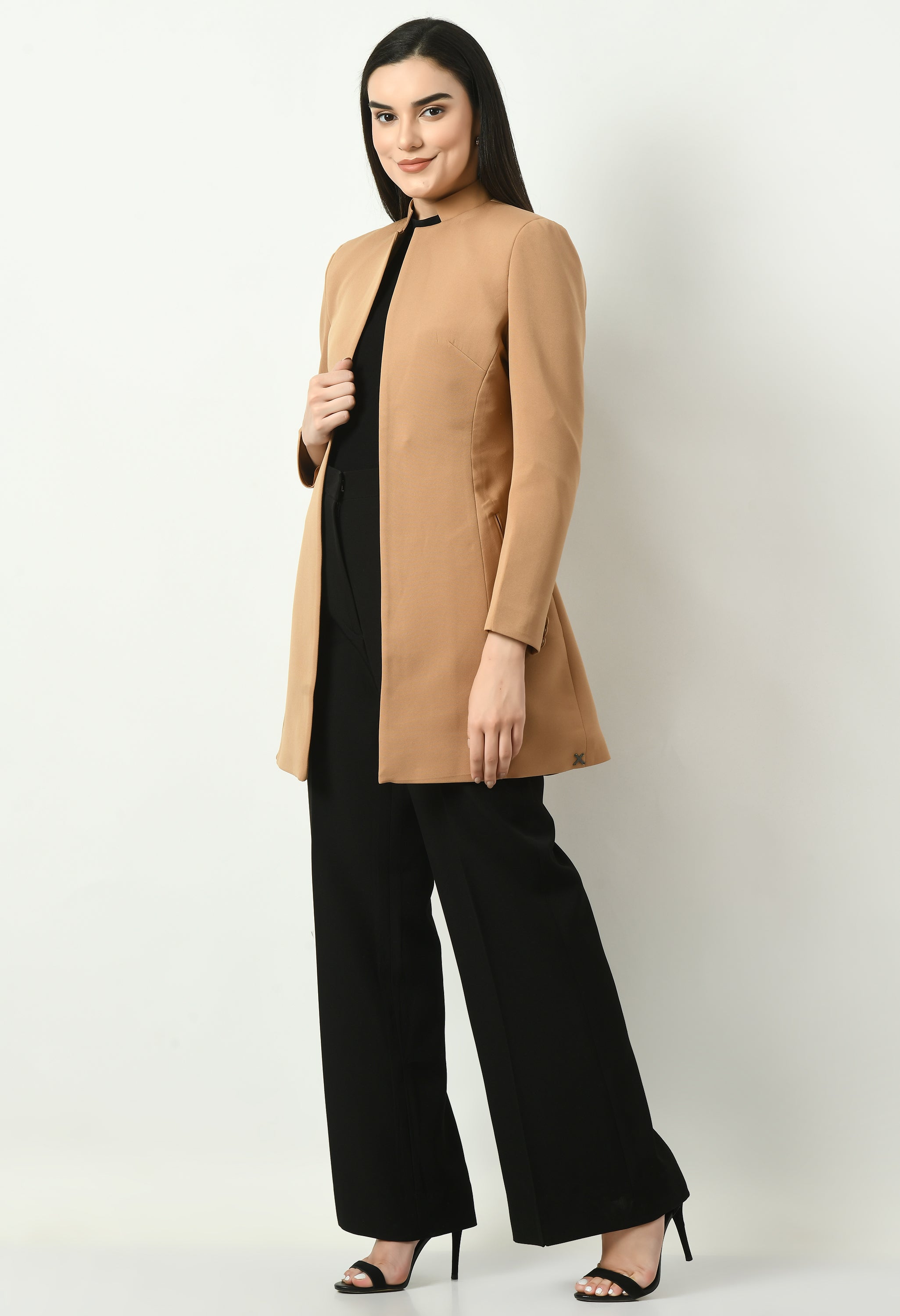 Exude Supremacy Solid Long Blazer