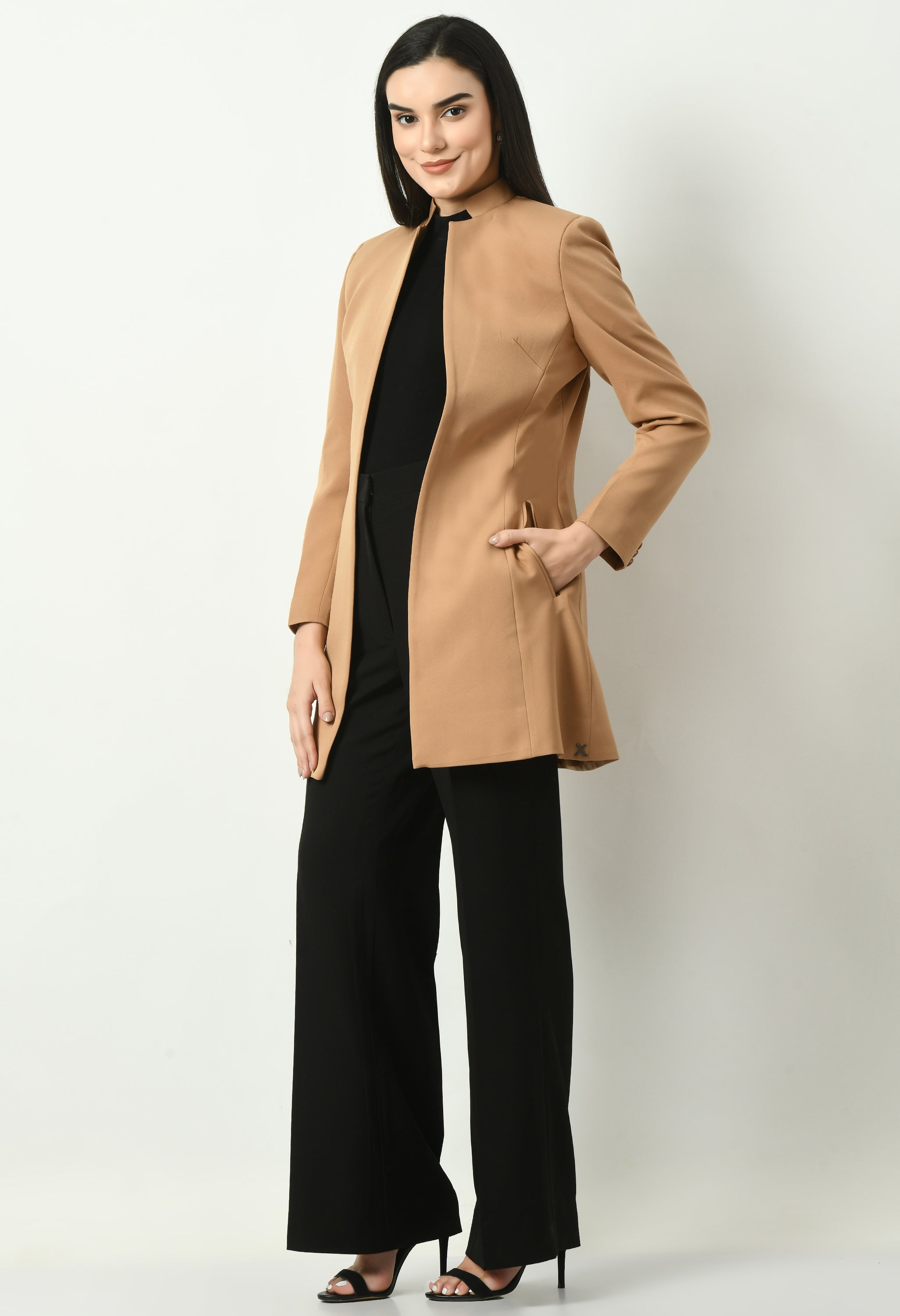 Exude Supremacy Solid Long Blazer