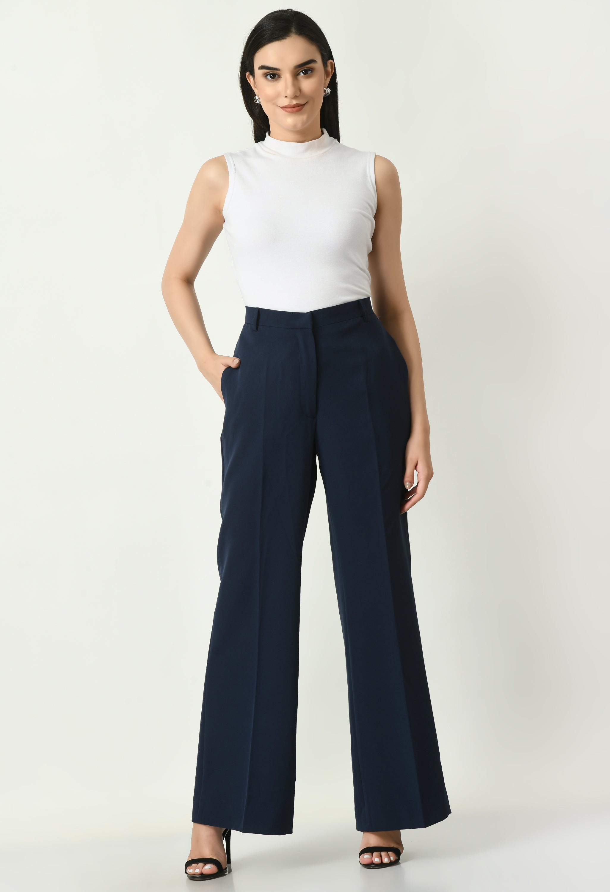 Exude Eminence Solid Bootcut Trousers